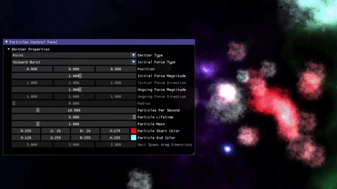 Demo of changing particle colors